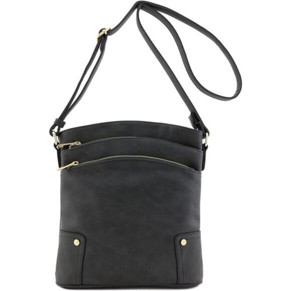 Triple Zip Pocket Large Crossbody Bag - Picture 2 of 8